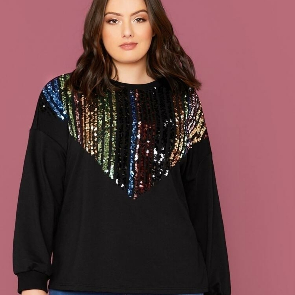 SHEIN Crew Neck Sequin Sweater